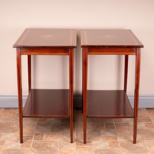 PAIR OF INLAID MAHOGANY OCCASIONAL TABLES - ADDITIONAL PHOTO 4