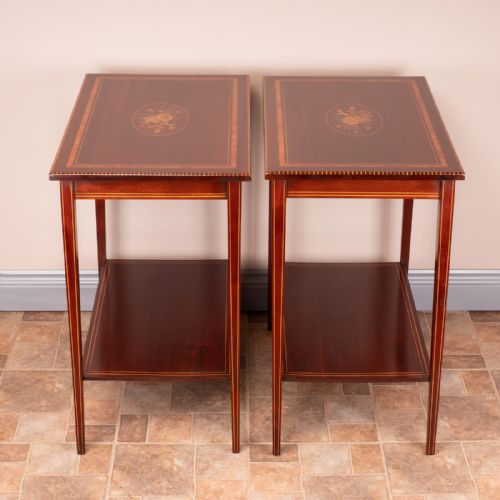 PAIR OF INLAID MAHOGANY OCCASIONAL TABLES - ADDITIONAL PHOTO 5