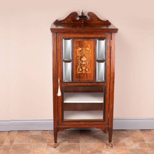 edwardian inlaid music cabinet - CATEGORY: ANTIQUE CABINETS - DATED EDWARDIAN