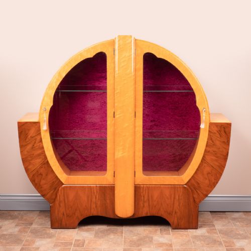 WALNUT AND MAPLE ART DECO DISPLAY CABINET - ADDITIONAL PHOTO 1