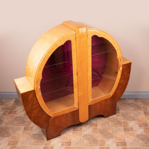 WALNUT AND MAPLE ART DECO DISPLAY CABINET - ADDITIONAL PHOTO 2