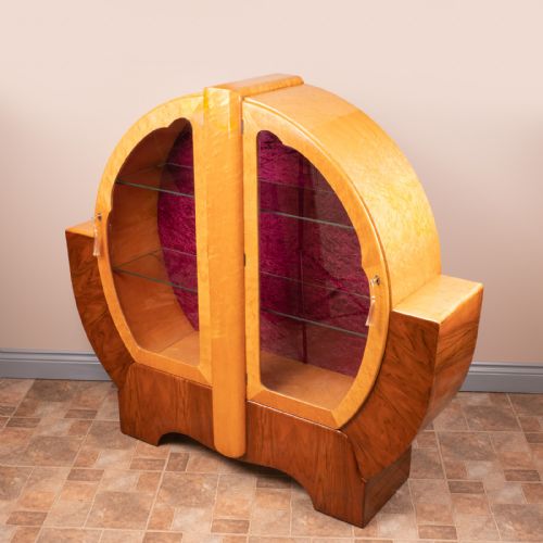 WALNUT AND MAPLE ART DECO DISPLAY CABINET - ADDITIONAL PHOTO 3