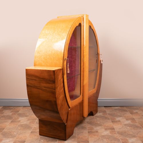 WALNUT AND MAPLE ART DECO DISPLAY CABINET - ADDITIONAL PHOTO 4