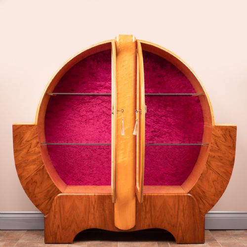 WALNUT AND MAPLE ART DECO DISPLAY CABINET - ADDITIONAL PHOTO 5