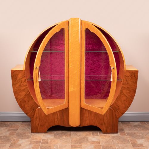 WALNUT AND MAPLE ART DECO DISPLAY CABINET - ADDITIONAL PHOTO 6