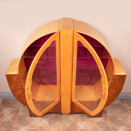 WALNUT AND MAPLE ART DECO DISPLAY CABINET - ADDITIONAL PHOTO 7
