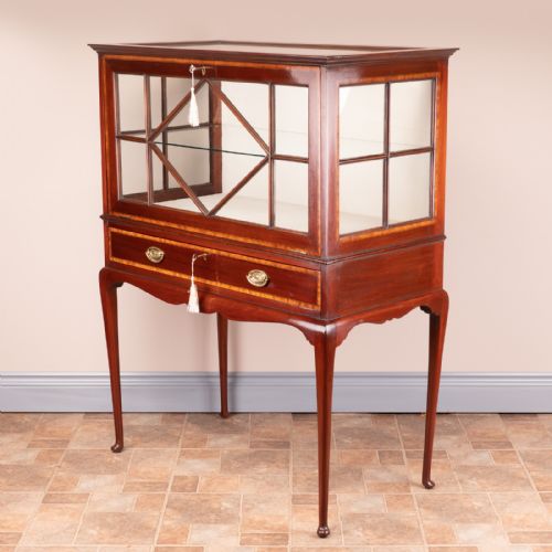 inlaid mahogany display cabinet - CATEGORY: ANTIQUE CABINETS - DATED EDWARDIAN