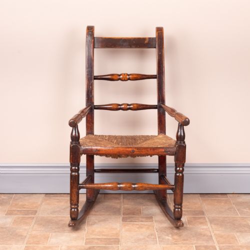 19THC RUSH SEATED CHILDS ROCKING CHAIR - ADDITIONAL PHOTO 1