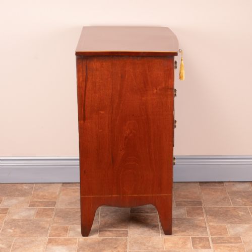SMALL INLAID MAHOGANY BOW FRONTED CHEST OF DRAWERS - ADDITIONAL PHOTO 3