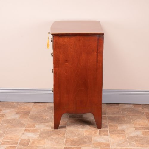 SMALL INLAID MAHOGANY BOW FRONTED CHEST OF DRAWERS - ADDITIONAL PHOTO 4