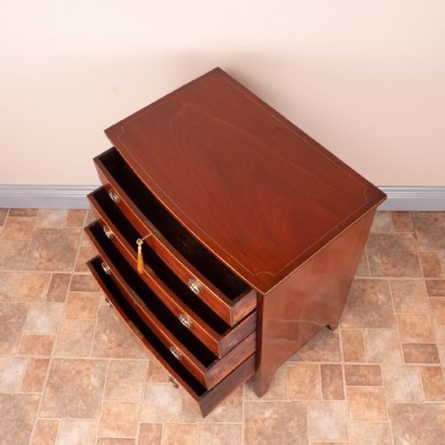 SMALL INLAID MAHOGANY BOW FRONTED CHEST OF DRAWERS - ADDITIONAL PHOTO 9