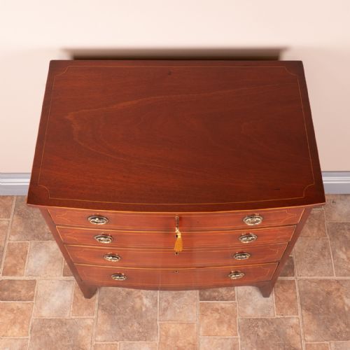 SMALL INLAID MAHOGANY BOW FRONTED CHEST OF DRAWERS - ADDITIONAL PHOTO 10