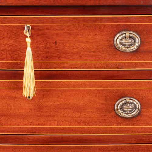 SMALL INLAID MAHOGANY BOW FRONTED CHEST OF DRAWERS - ADDITIONAL PHOTO 13