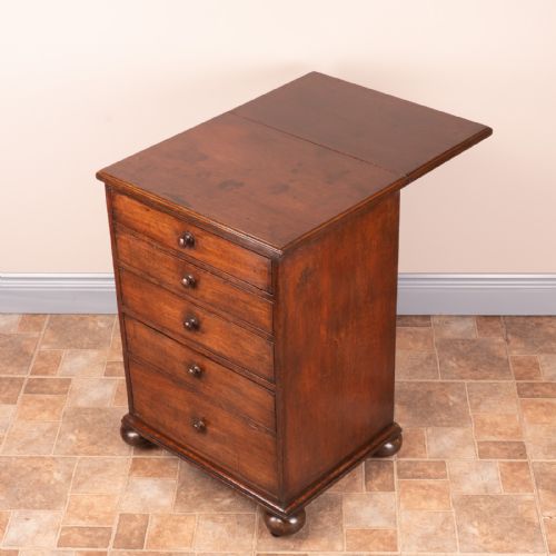 19THC SMALL MAHOGANY CHEST OF DRAWERS WITH EXTENDING TOP - ADDITIONAL PHOTO 18