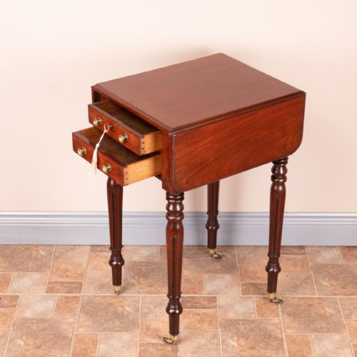 SMALL 19THC MAHOGANY PEMBROKE WORK TABLE - ADDITIONAL PHOTO 11