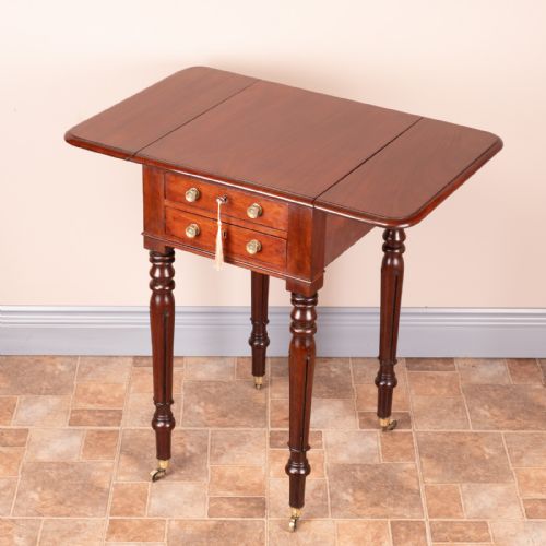 SMALL 19THC MAHOGANY PEMBROKE WORK TABLE - ADDITIONAL PHOTO 20