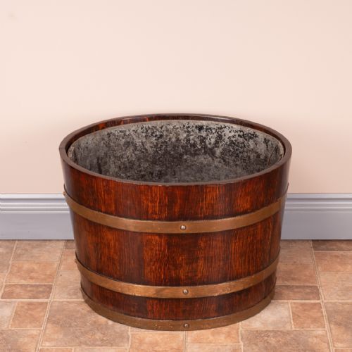 PAIR OF LARGE OVAL OAK BRASS BOUND LOG BUCKETS - ADDITIONAL PHOTO 10