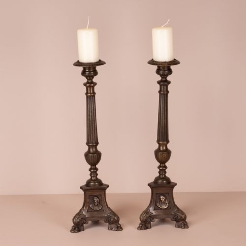 PAIR OF BRASS PRICKET CANDLESTICKS - ADDITIONAL PHOTO 7