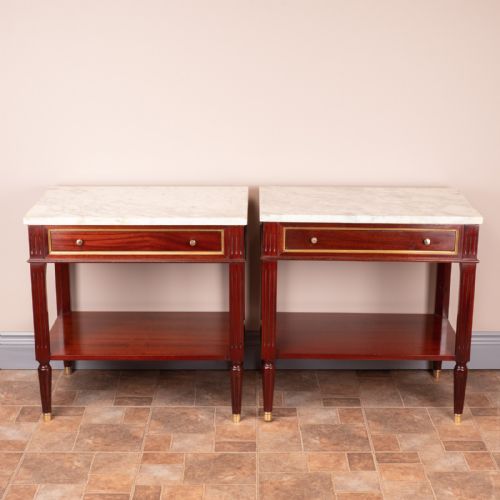 PAIR OF FRENCH MARBLE TOPPED TABLES - ADDITIONAL PHOTO 1