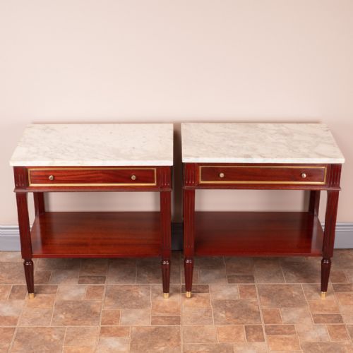 PAIR OF FRENCH MARBLE TOPPED TABLES - ADDITIONAL PHOTO 2