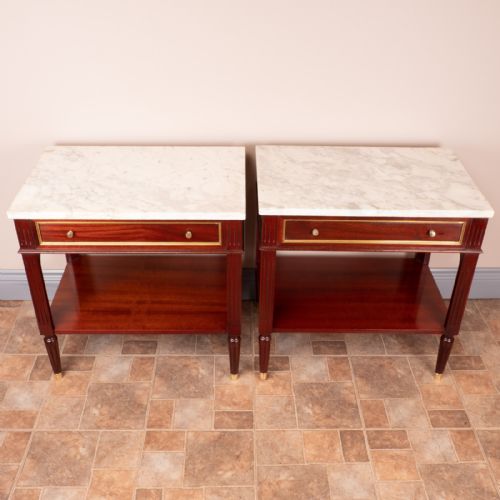 PAIR OF FRENCH MARBLE TOPPED TABLES - ADDITIONAL PHOTO 3