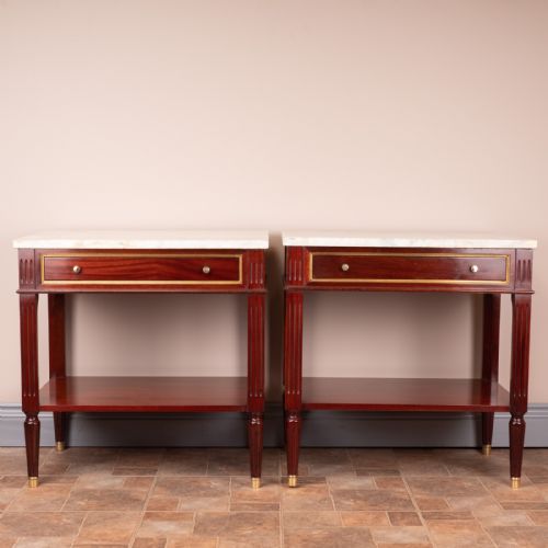 PAIR OF FRENCH MARBLE TOPPED TABLES - ADDITIONAL PHOTO 4