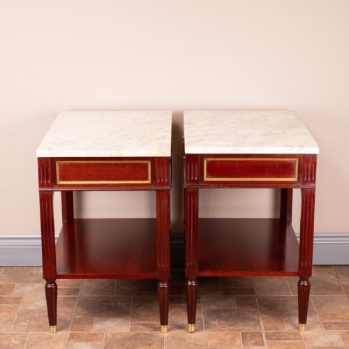 PAIR OF FRENCH MARBLE TOPPED TABLES - ADDITIONAL PHOTO 6
