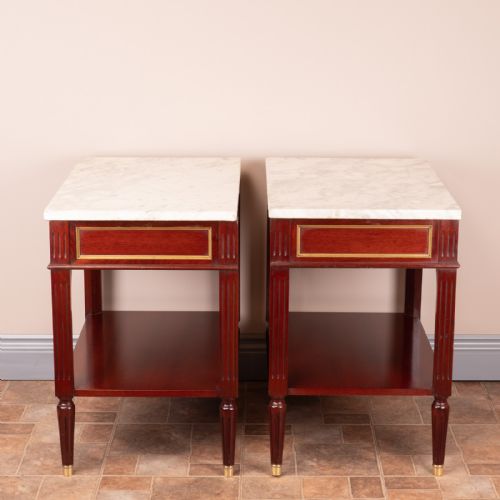PAIR OF FRENCH MARBLE TOPPED TABLES - ADDITIONAL PHOTO 8