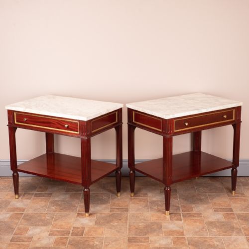 PAIR OF FRENCH MARBLE TOPPED TABLES - ADDITIONAL PHOTO 9