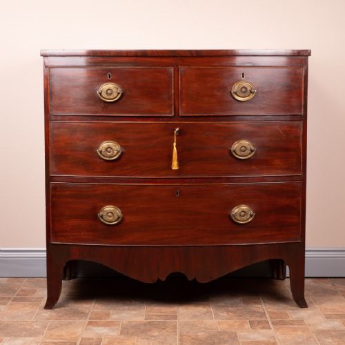 19THC MAHOGANY BOW FRONTED CHEST OF DRAWERS - ADDITIONAL PHOTO 1
