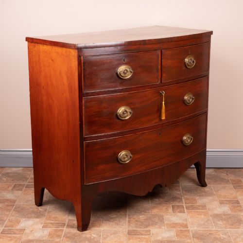 19THC MAHOGANY BOW FRONTED CHEST OF DRAWERS - ADDITIONAL PHOTO 9