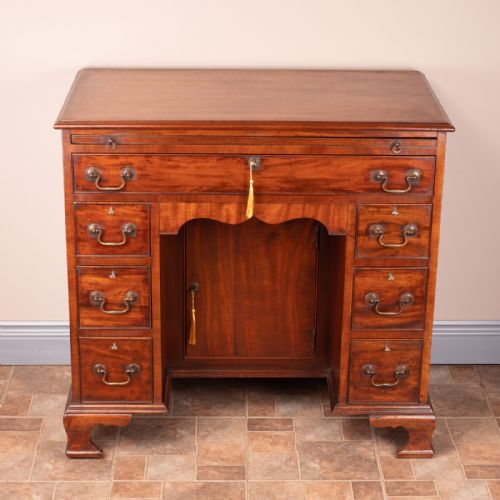 mahogany kneehole desk with brushing slide - CATEGORY: ANTIQUE DESKS - DATED GEORGIAN
