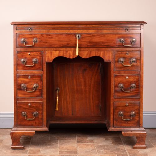 MAHOGANY KNEEHOLE DESK WITH BRUSHING SLIDE - ADDITIONAL PHOTO 1