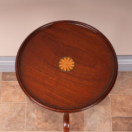 1920S FAN INLAID MAHOGANY WINE TABLE - ADDITIONAL PHOTO 4