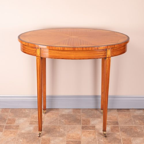 INLAID OVAL SATINWOOD OCCASIONAL TABLE