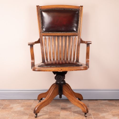 TEAK REVOLVING OFFICE DESK CHAIR - ADDITIONAL PHOTO 2