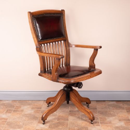 TEAK REVOLVING OFFICE DESK CHAIR - ADDITIONAL PHOTO 3