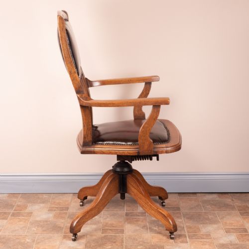 TEAK REVOLVING OFFICE DESK CHAIR - ADDITIONAL PHOTO 4