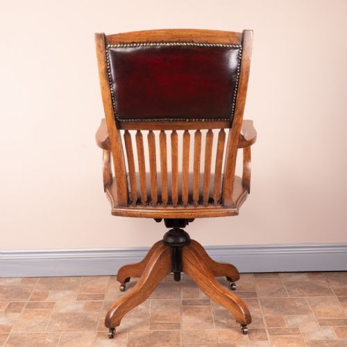 TEAK REVOLVING OFFICE DESK CHAIR - ADDITIONAL PHOTO 5