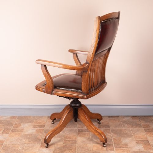 TEAK REVOLVING OFFICE DESK CHAIR - ADDITIONAL PHOTO 6