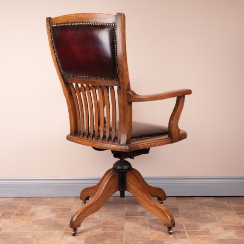 TEAK REVOLVING OFFICE DESK CHAIR - ADDITIONAL PHOTO 7