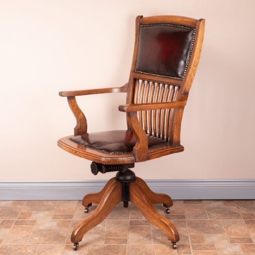TEAK REVOLVING OFFICE DESK CHAIR - ADDITIONAL PHOTO 8
