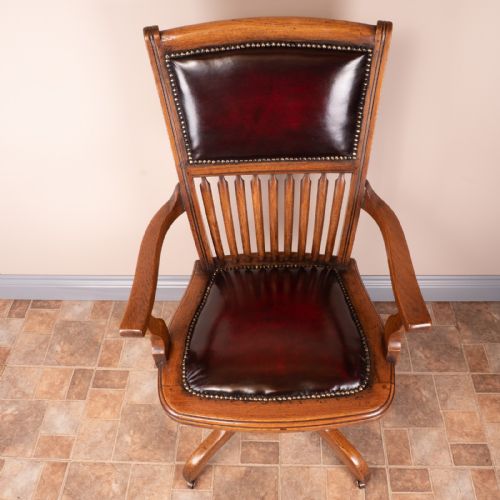 TEAK REVOLVING OFFICE DESK CHAIR - ADDITIONAL PHOTO 9
