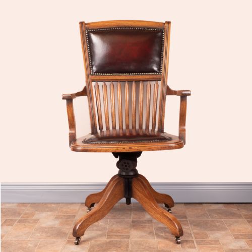 TEAK REVOLVING OFFICE DESK CHAIR - ADDITIONAL PHOTO 10