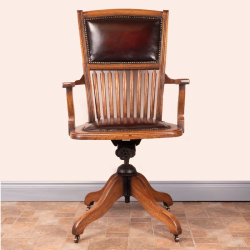 TEAK REVOLVING OFFICE DESK CHAIR - ADDITIONAL PHOTO 12