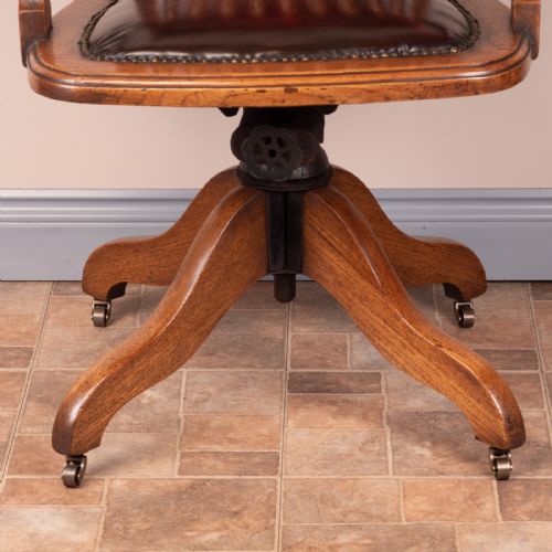 TEAK REVOLVING OFFICE DESK CHAIR - ADDITIONAL PHOTO 13