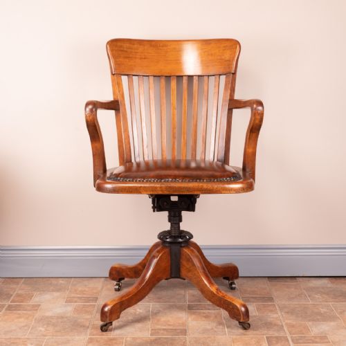 revolving office desk chair - CATEGORY: ANTIQUE CHAIRS - DATED 1920