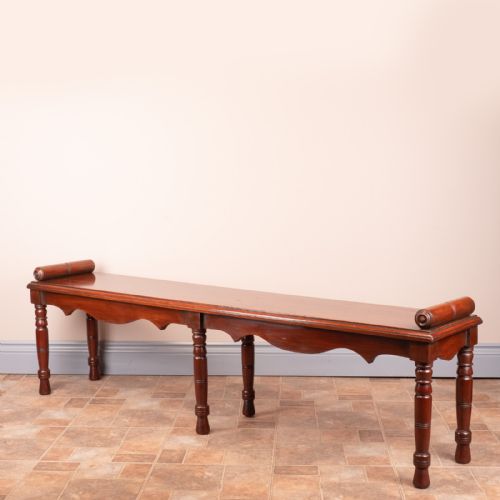 large late victorian mahogany hall bench window seat - CATEGORY: ANTIQUE FURNITURE - DATED 1900