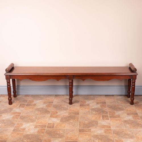 LARGE LATE VICTORIAN MAHOGANY HALL BENCH WINDOW SEAT - ADDITIONAL PHOTO 1