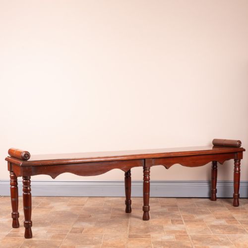LARGE LATE VICTORIAN MAHOGANY HALL BENCH WINDOW SEAT - ADDITIONAL PHOTO 2